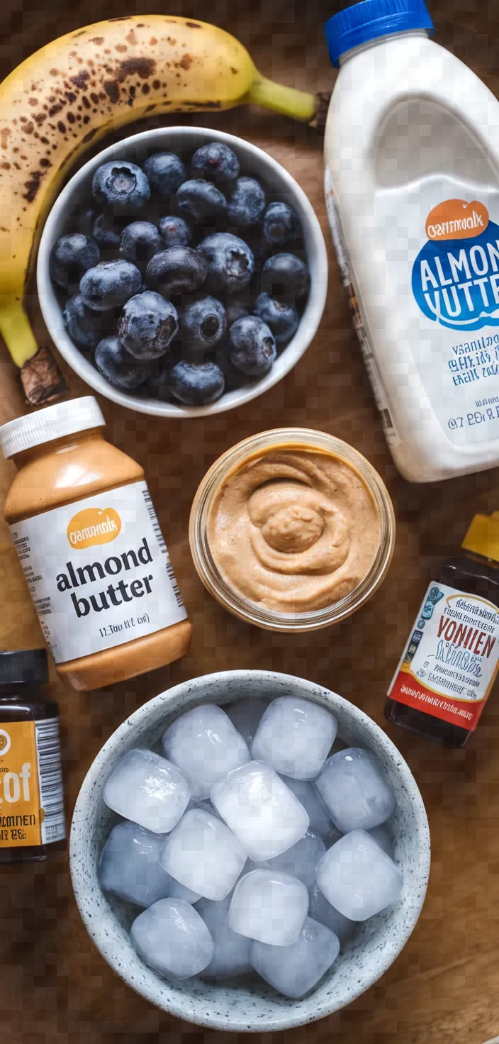 Ingredients photo for Banana Blueberry Peanut Butter Smoothie Recipe