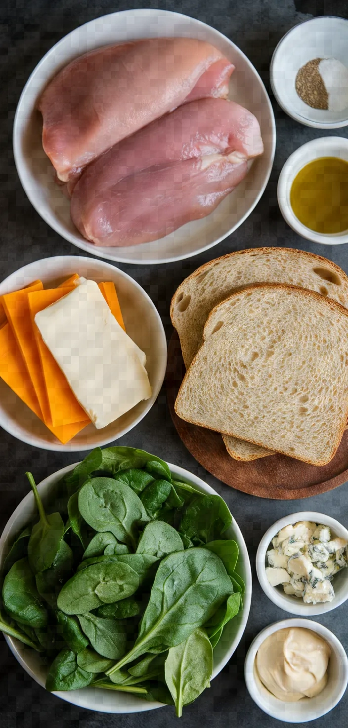 Ingredients photo for Grilled Chicken Three Cheese Sandwich Recipe