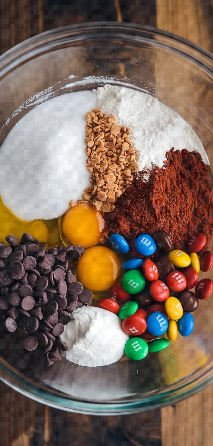 Ingredients photo for Soft Chocolate Mm Cookies Recipe