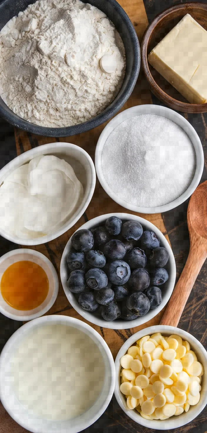 Ingredients photo for White Chocolate Blueberry Cupcakes Recipe