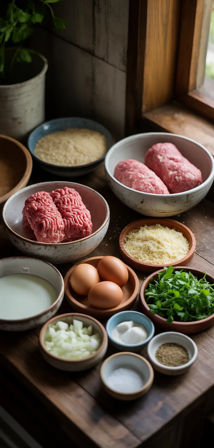Ingredients photo for Classic Italian Meatballs (Tender And Juicy!) Recipe