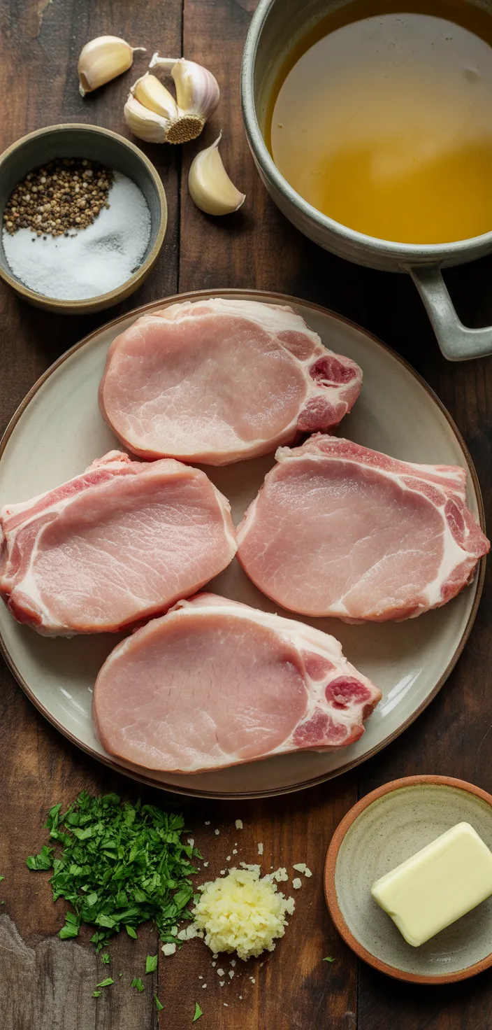 Ingredients photo for Creamy Garlic Pork Chops Recipe