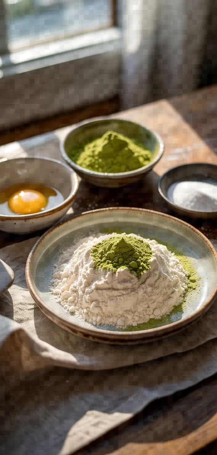 Ingredients photo for Matcha Powder Pancakes Recipe