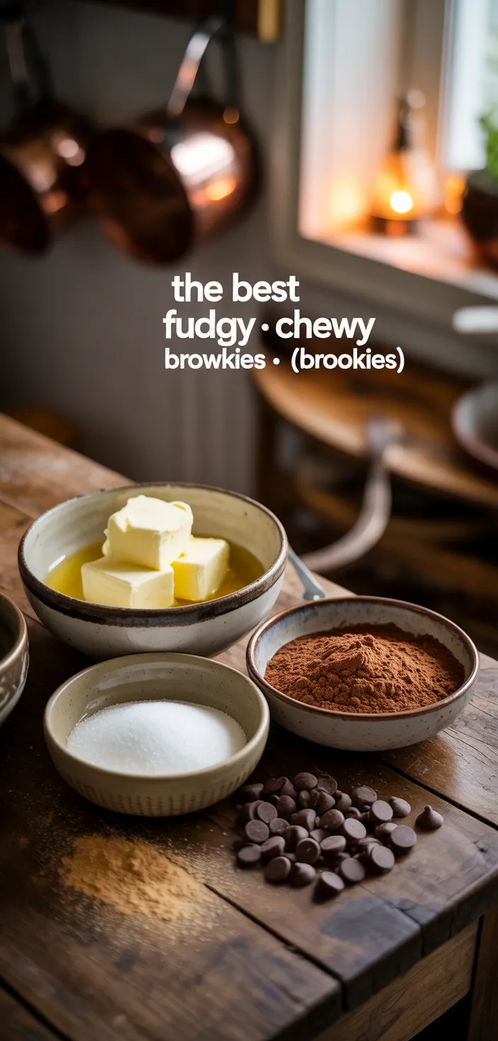 Ingredients photo for The Best Fudgy Chewy Browkies (Brookies) Recipe