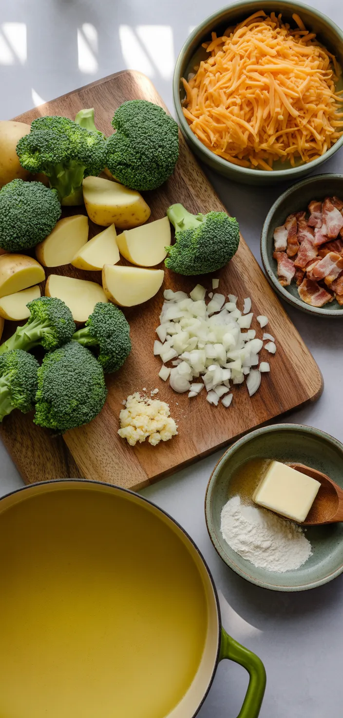 Ingredients photo for Broccoli Potato Cheese Soup Recipe