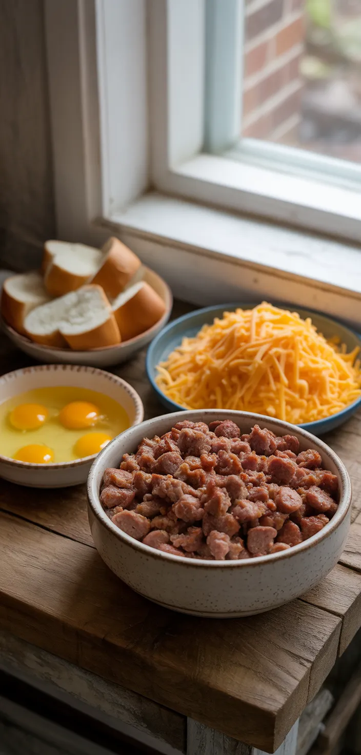 Ingredients photo for Cheesy Sausage Breakfast Casserole Recipe