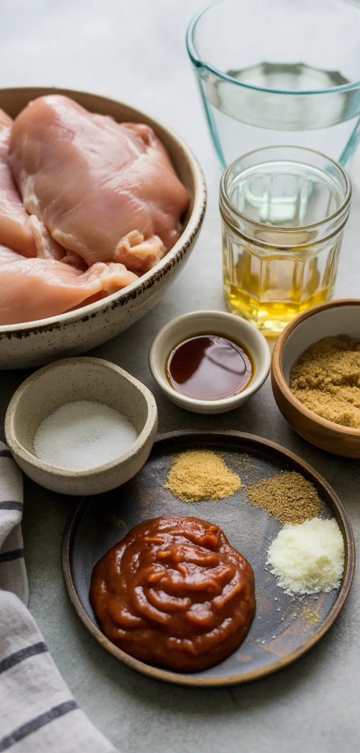 Ingredients photo for Crock Pot BBQ Chicken (Pulled Chicken) Recipe