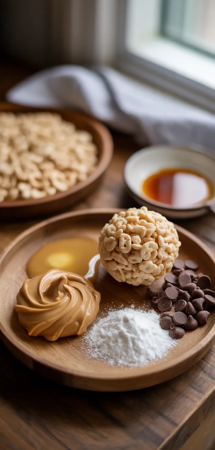 Ingredients photo for Peanut Butter Balls With Rice Krispies Recipe