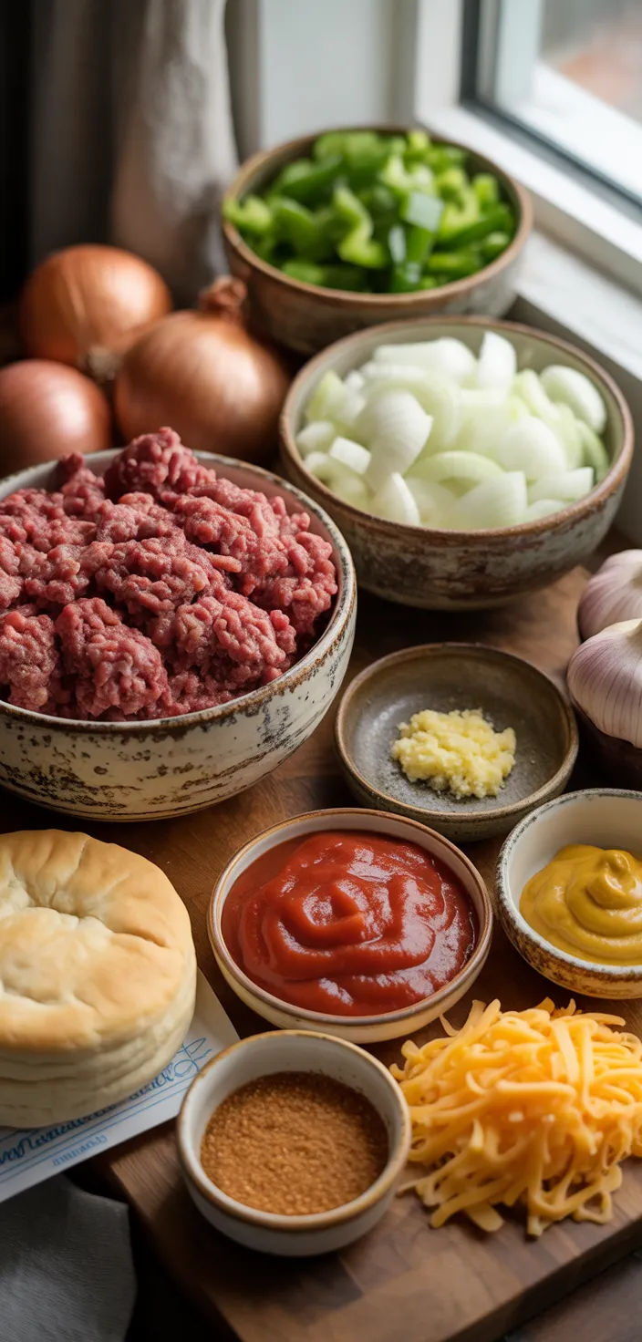 Ingredients photo for SLOPPY JOE BISCUIT CASSEROLE Recipe