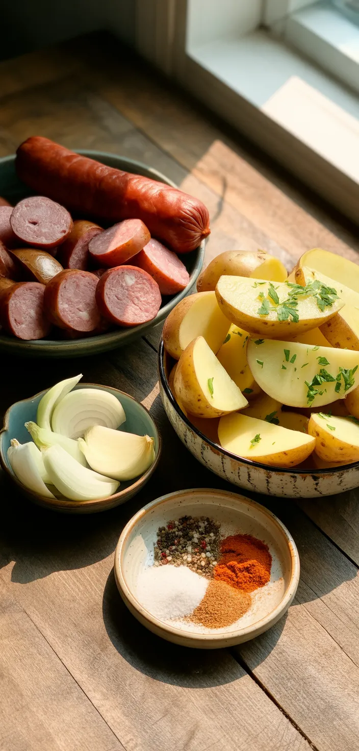 Ingredients photo for Southern Fried Potatoes & Sausage Recipe