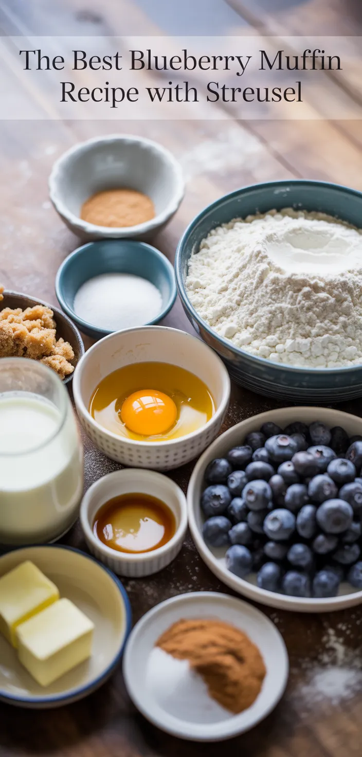 Ingredients photo for The BEST Blueberry Muffin Recipe With Streusel