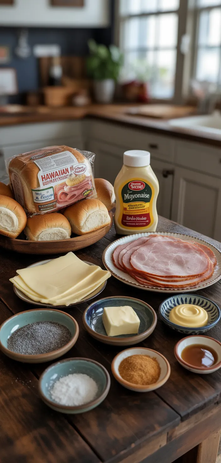 Ingredients photo for Baked Ham And Cheese Sliders Recipe