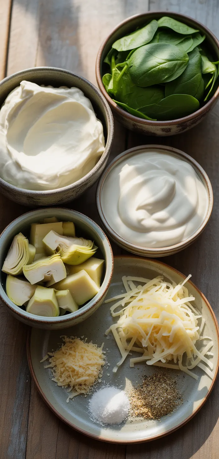 Ingredients photo for CROCKPOT SPINACH ARTICHOKE DIP Recipe