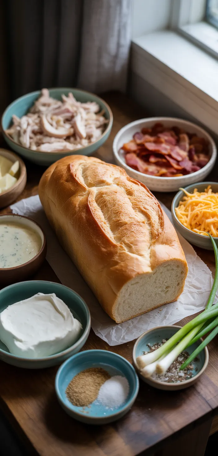 Ingredients photo for Chicken Bacon Ranch Stuffed Bread Recipe