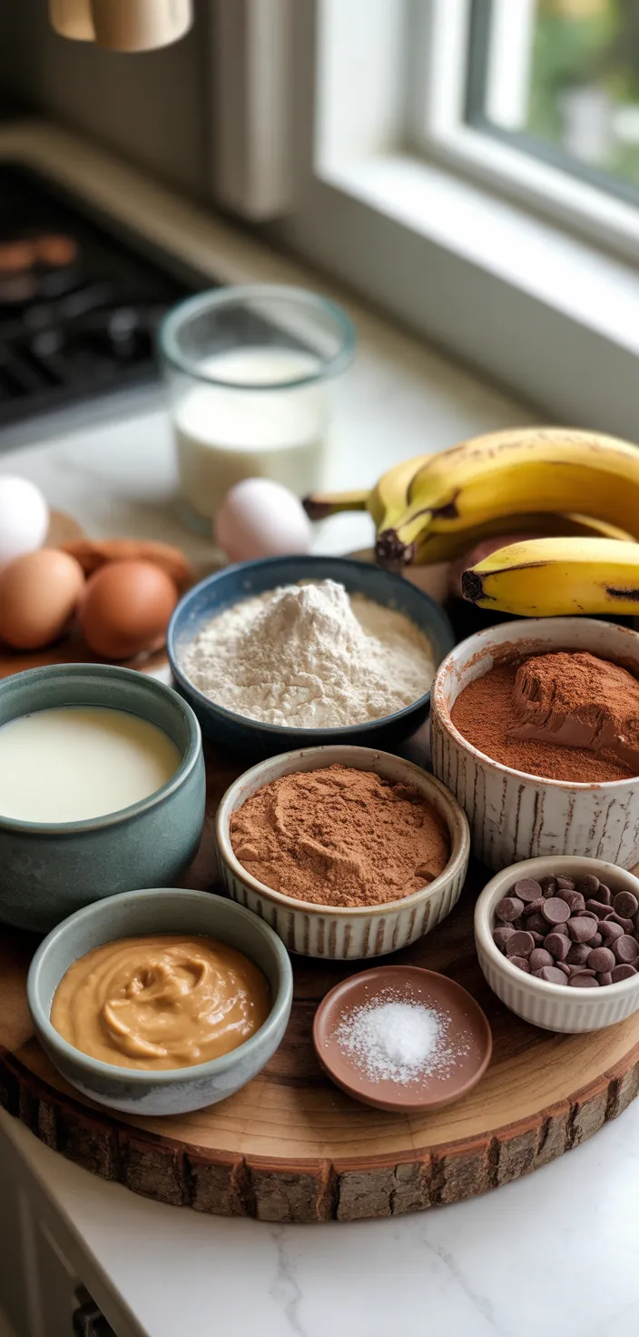 Ingredients photo for Chocolate Peanut Butter Banana Muffins (Gluten Recipe