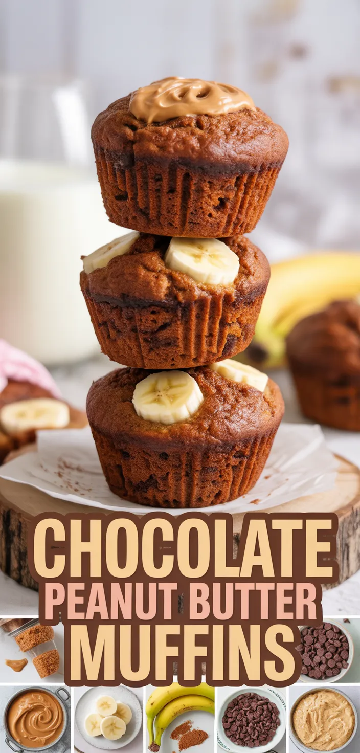 A photo of Chocolate Peanut Butter Banana Muffins (Gluten Recipe