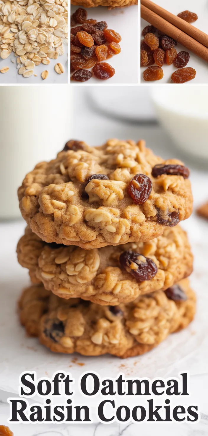 A photo of Soft & Chewy Oatmeal Raisin Cookies Recipe