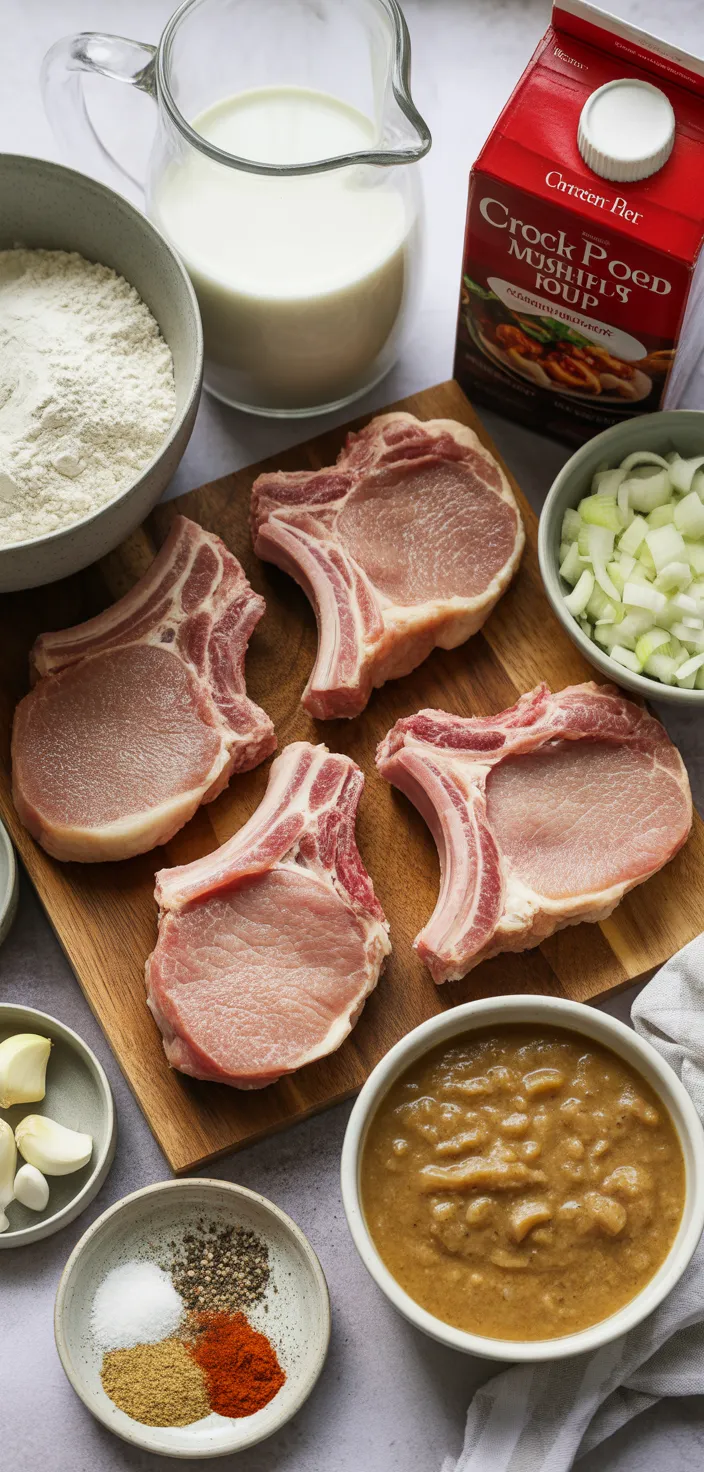 Ingredients photo for Crock Pot Smothered Pork Chops Recipe