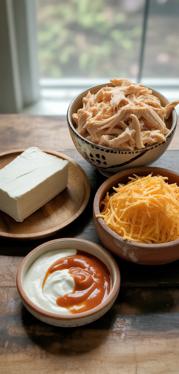 Ingredients photo for Crockpot Buffalo Chicken Dip Recipe