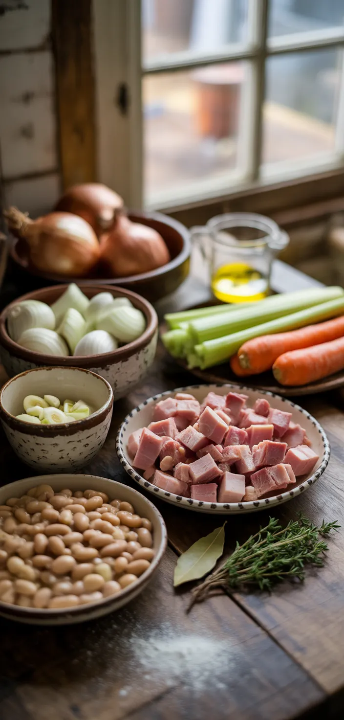 Ingredients photo for Easy Ham And Bean Soup Recipe