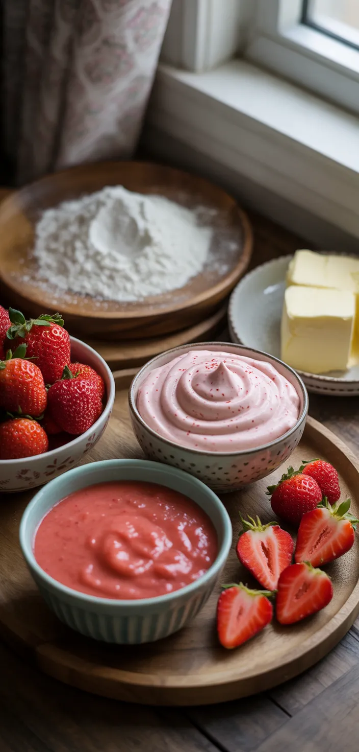 Ingredients photo for Homemade Strawberry Cupcakes Recipe