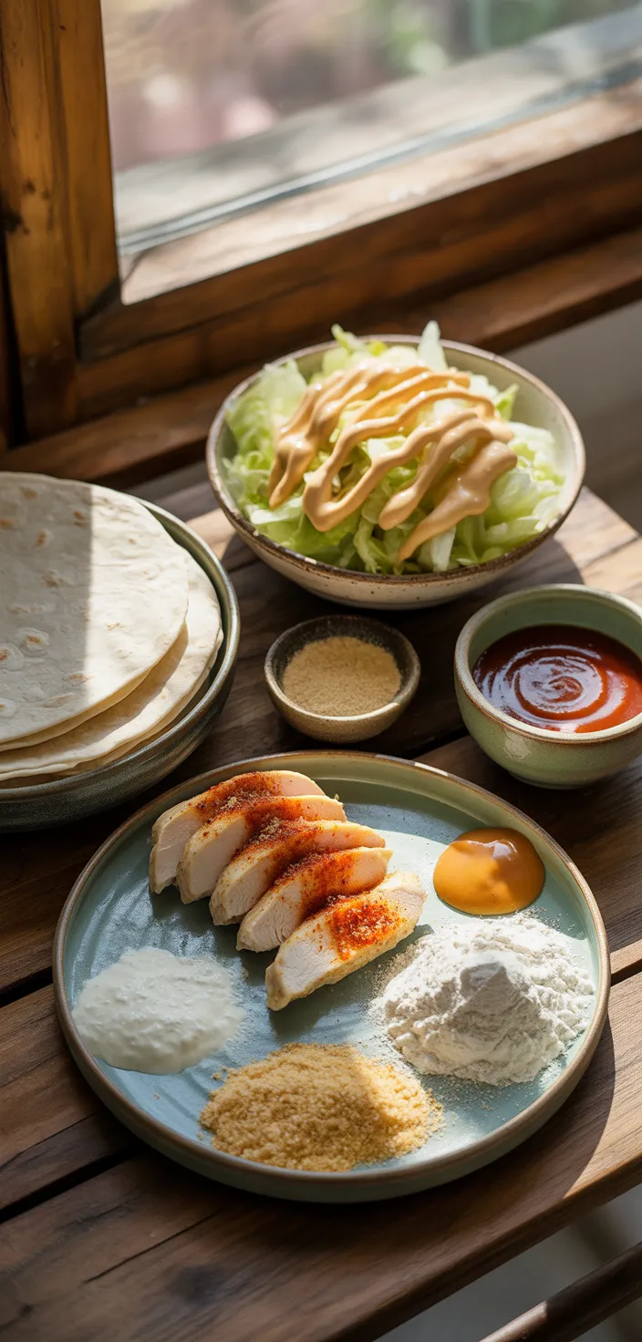 Ingredients photo for Honey BBQ Chicken Wraps Recipe