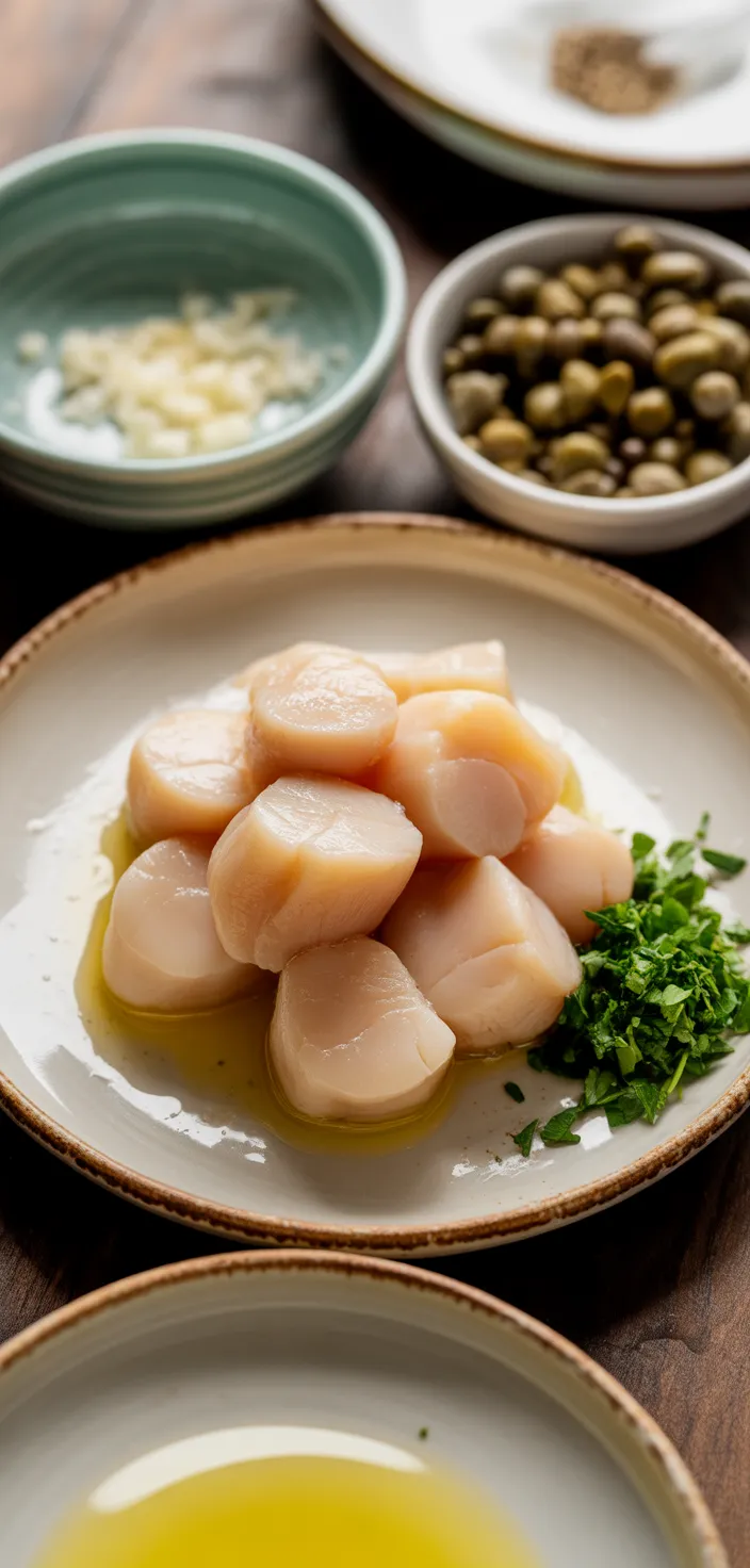Ingredients photo for Pan Seared Scallops With Lemon Caper Sauce Recipe