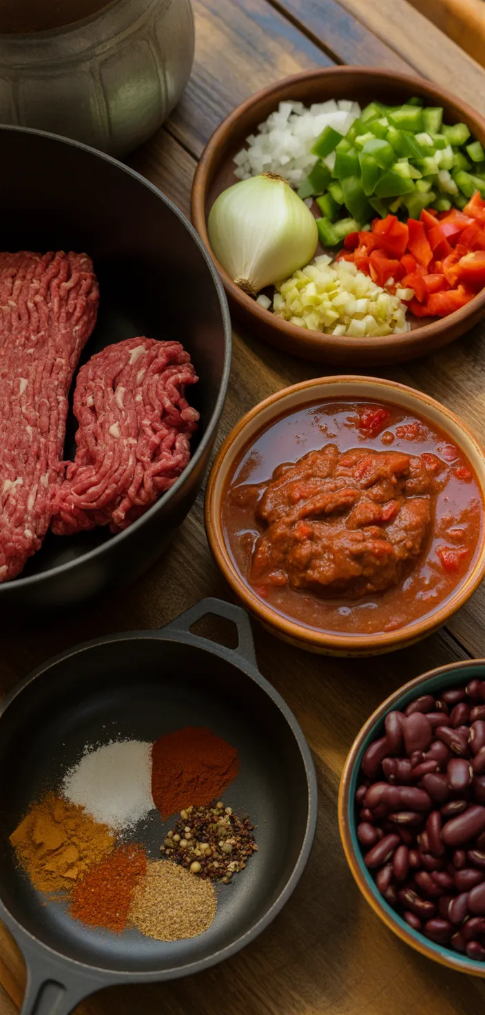 Ingredients photo for Slow Cooker Beef Chili Recipe