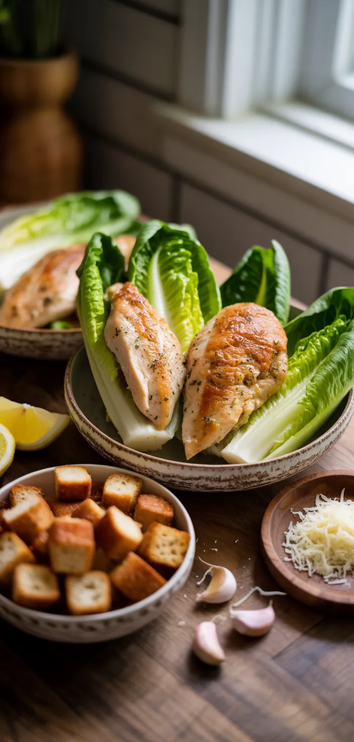 Ingredients photo for BEST CHICKEN CAESAR SALAD WITH HOMEMADE CROUTONS Recipe