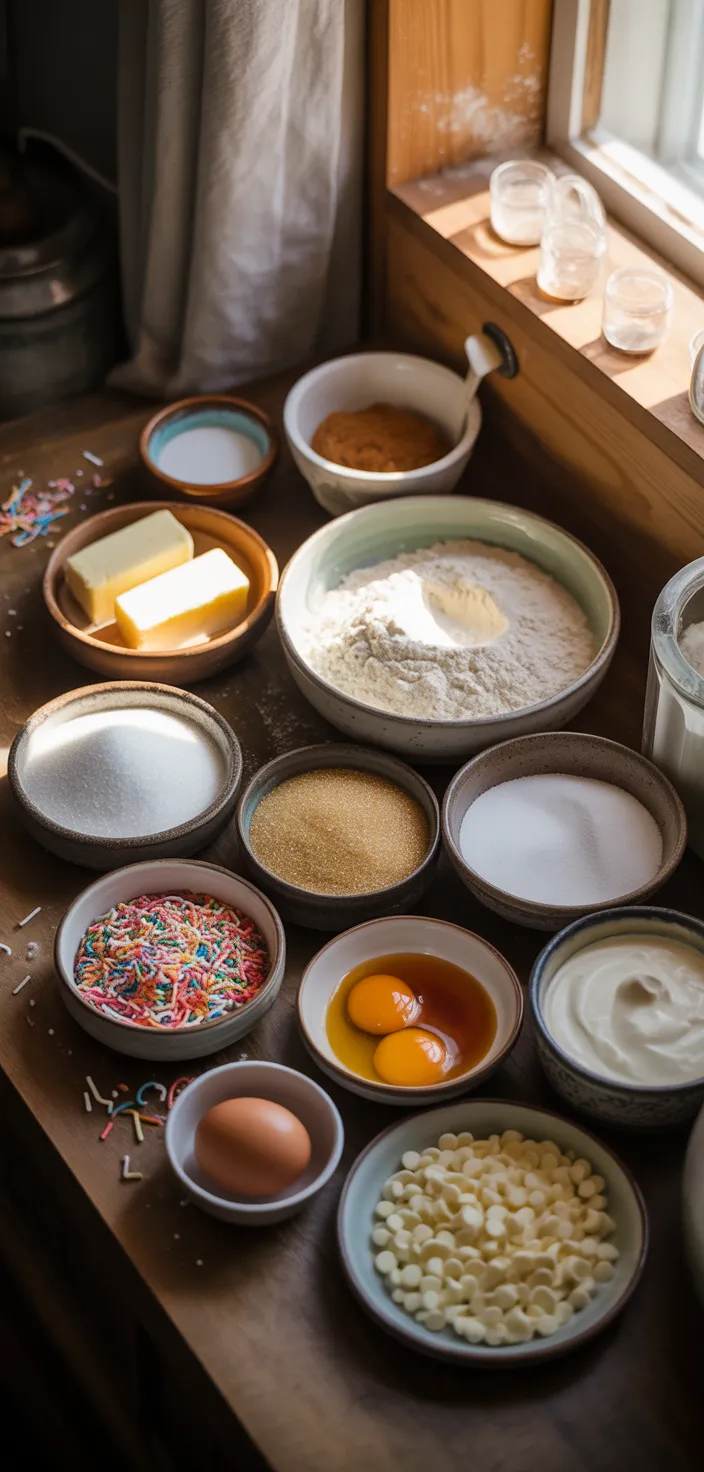 Ingredients photo for Birthday Cake Sugar Cookies Recipe