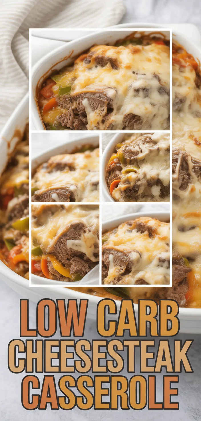 A photo of Cheesy Low Carb Philly Cheesesteak Casserole Recipe