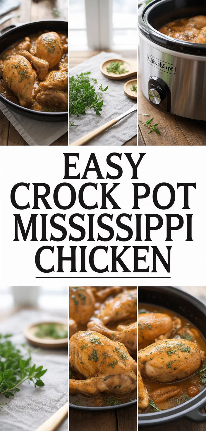 A photo of Easy Crock Pot Mississippi Chicken Recipe