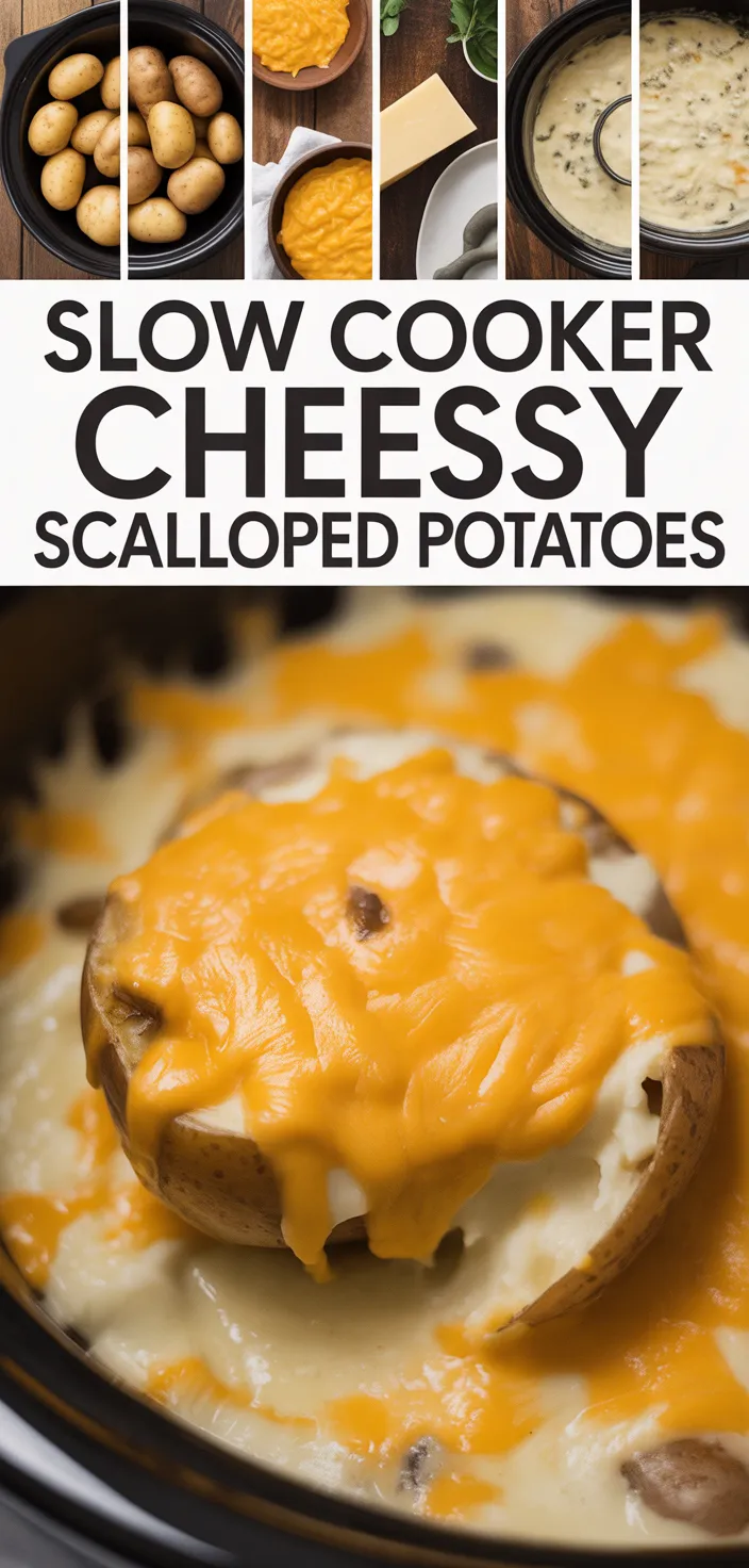 A photo of Slow Cooker Cheesy Scalloped Potatoes Recipe