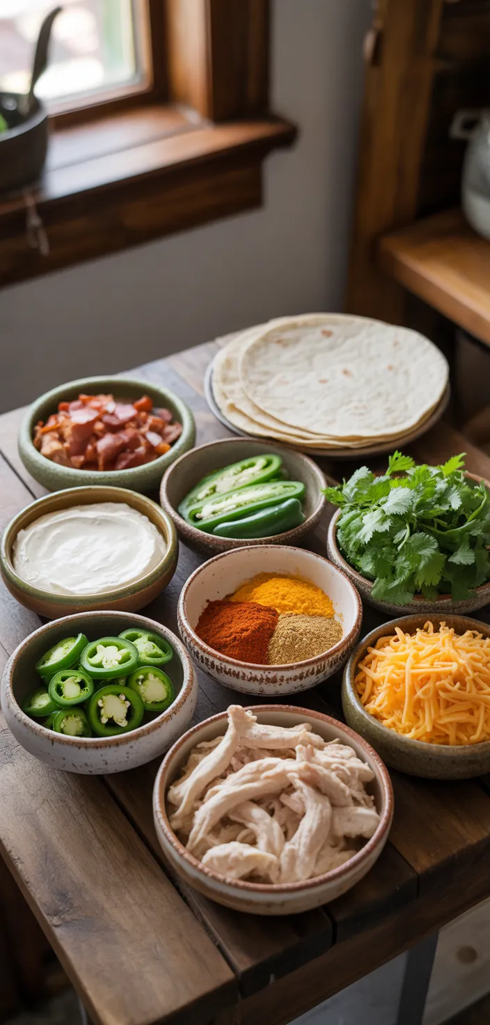 Ingredients photo for JALAPENO POPPER CHICKEN FLAUTAS Recipe