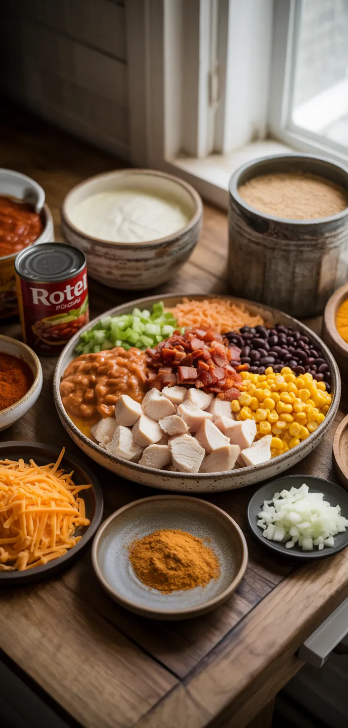 Ingredients photo for Slow Cooker Cream Cheese Crack Chicken Chili Recipe