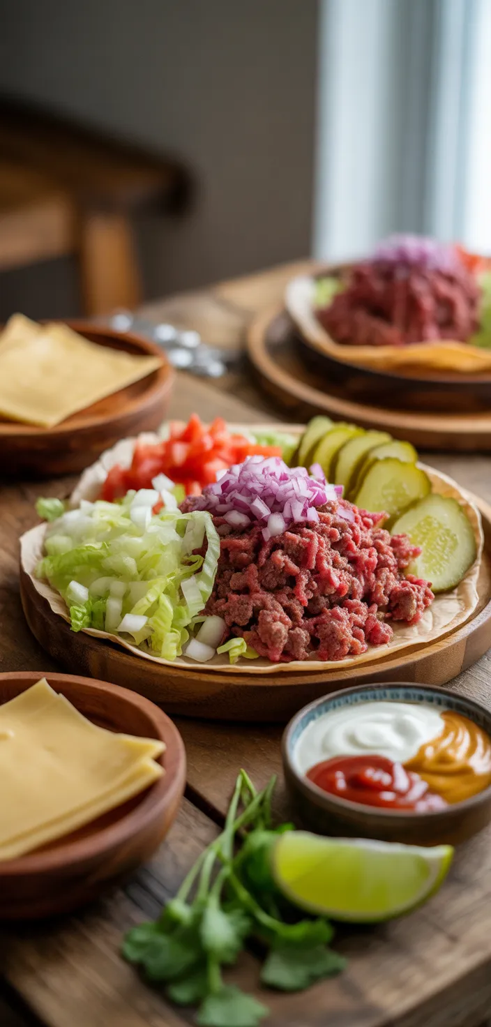 Ingredients photo for Smash Burger Tacos Recipe