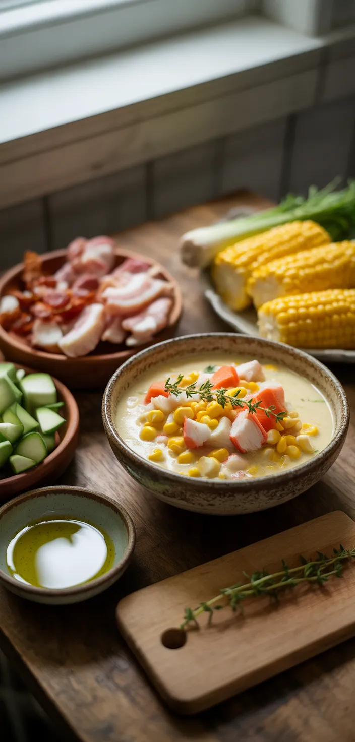 Ingredients photo for Bobby Flay’s Crab & Corn Chowder Recipe – Creamy & Delicious