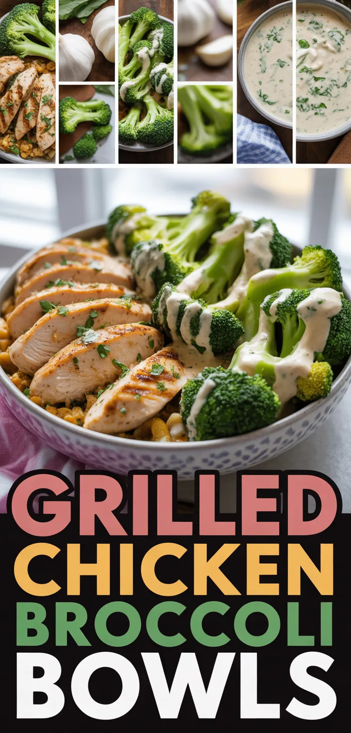 A photo of Grilled Chicken & Broccoli Bowls With Creamy Garlic Sauce – Healthy, Savory & Delicious!  Recipe