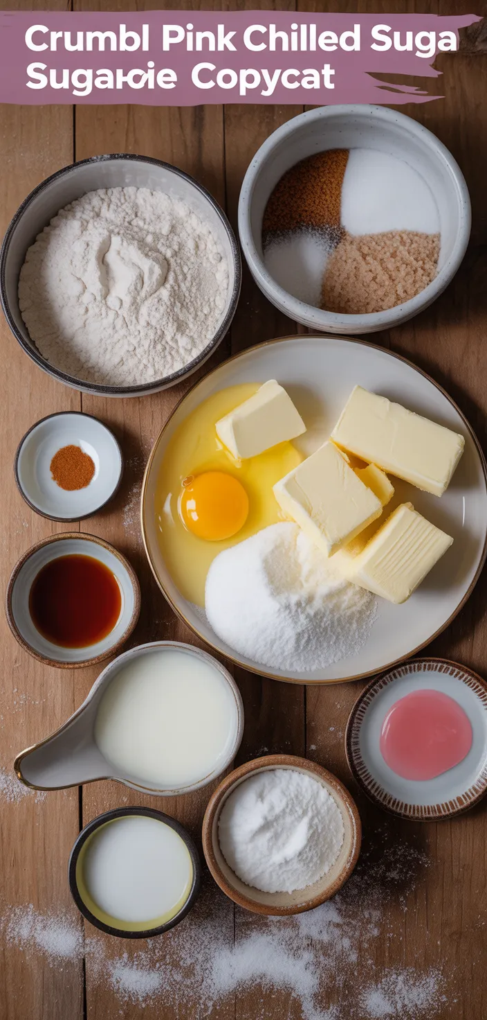 Ingredients photo for Crumbl Pink Chilled Sugar Cookie Copycat Recipe