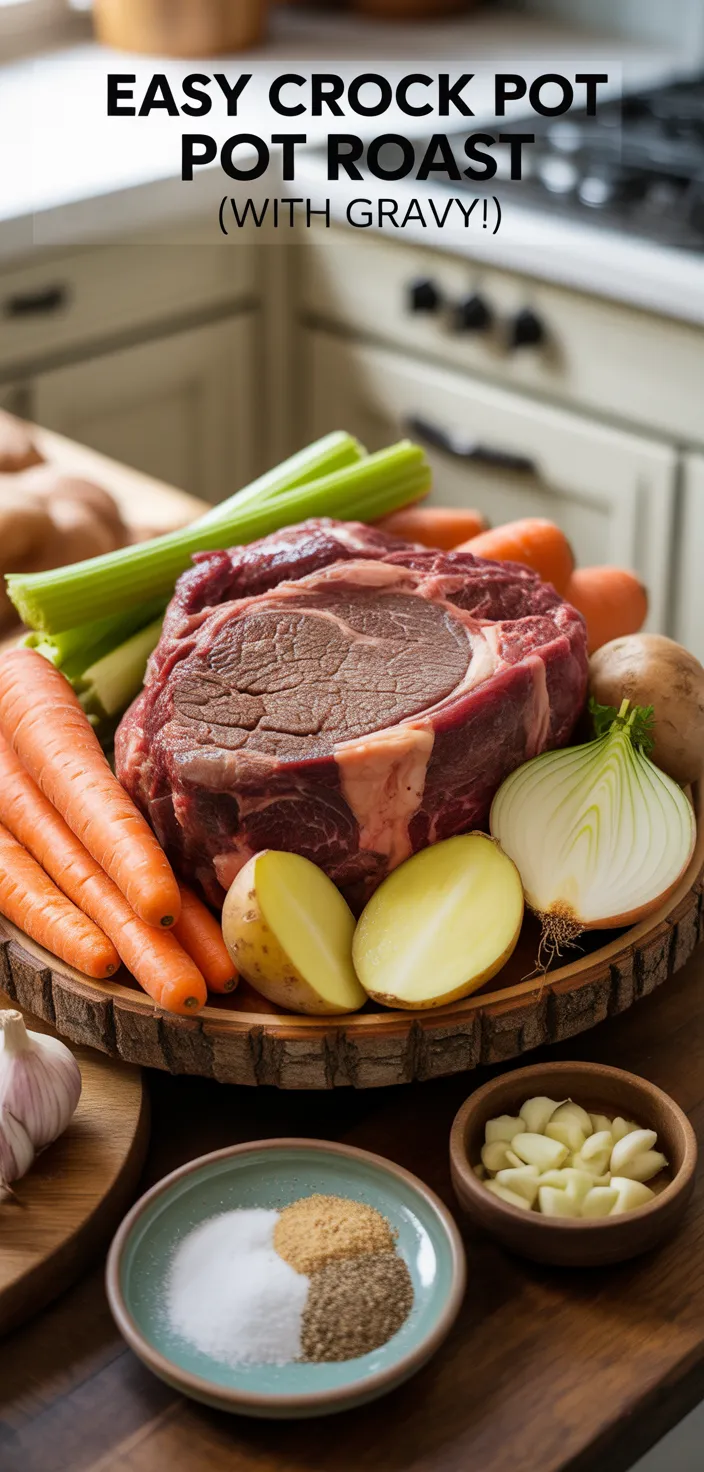 Ingredients photo for Easy Crock Pot Pot Roast (with Gravy!) Recipe