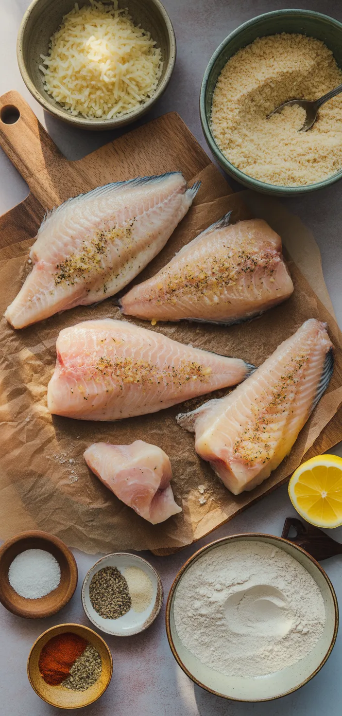 Ingredients photo for Fast And Easy Parmesan Crusted Tilapia Recipe