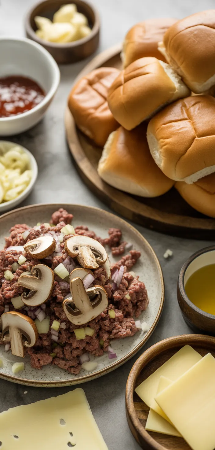 Ingredients photo for Mushroom Swiss Sliders Recipe