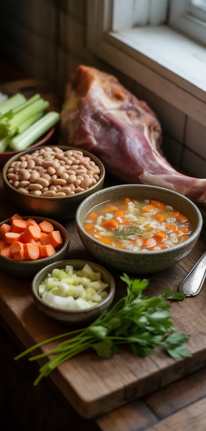 Ingredients photo for Slow Cooker Ham And Bean Soup Recipe