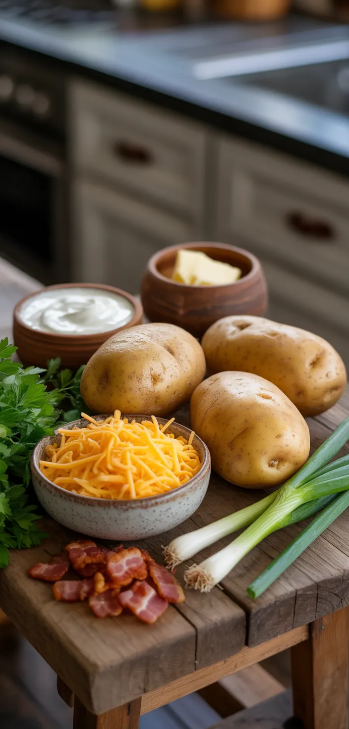 Ingredients photo for Twice Baked Potatoes {Easy And Fluffy!} Recipe