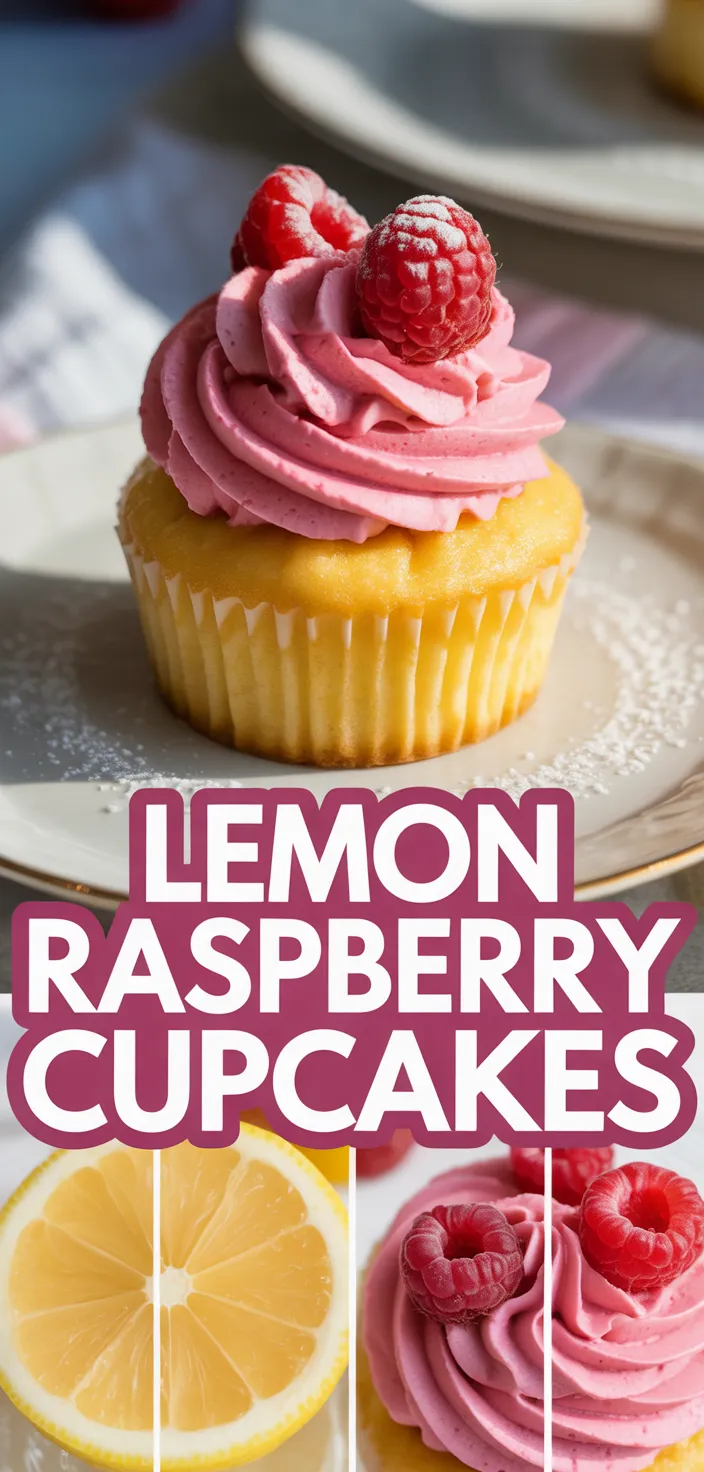 A photo of Lemon Cupcakes With Raspberry Buttercream Frosting Recipe
