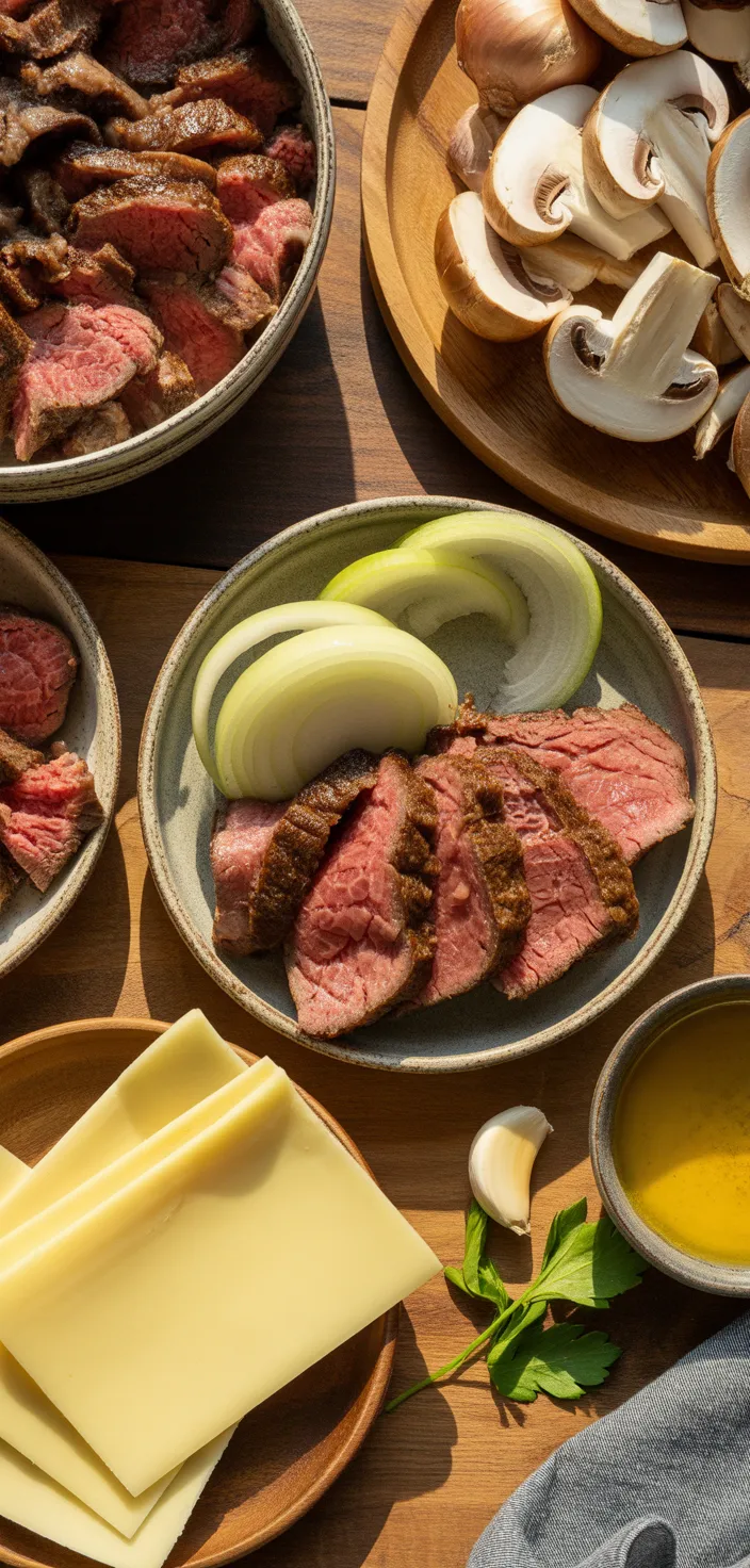 Ingredients photo for Philly Cheese Steak Sliders Recipe