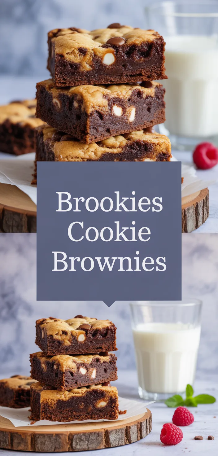 A photo of Brookies (Chocolate Chip Cookie + Brownie Bars) Recipe
