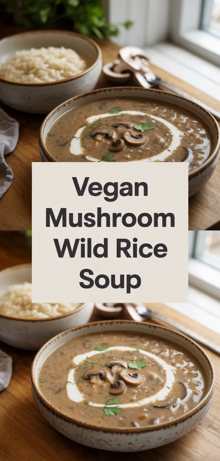 A photo of Vegan Mushroom Wild Rice Soup Recipe
