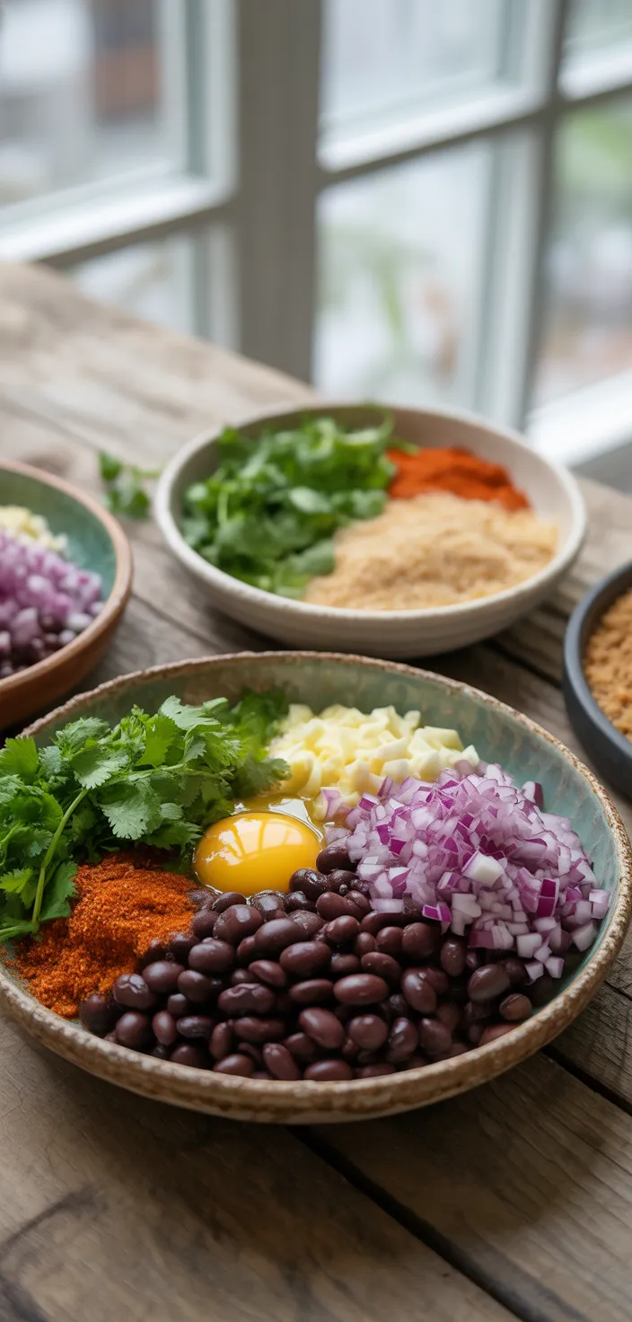 Ingredients photo for Simple Amazing Blackbean Burgers! Recipe