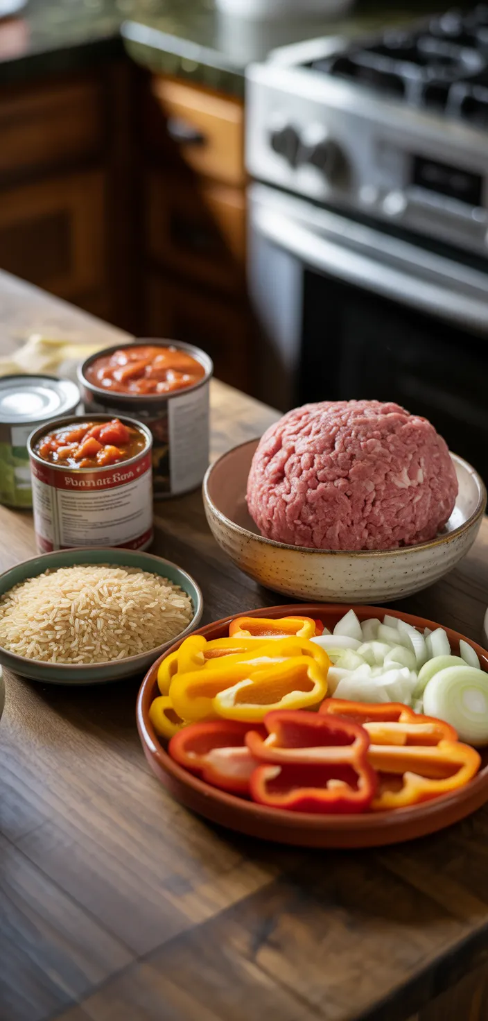 Ingredients photo for Slow Cooker Stuffed Pepper Soup Recipe
